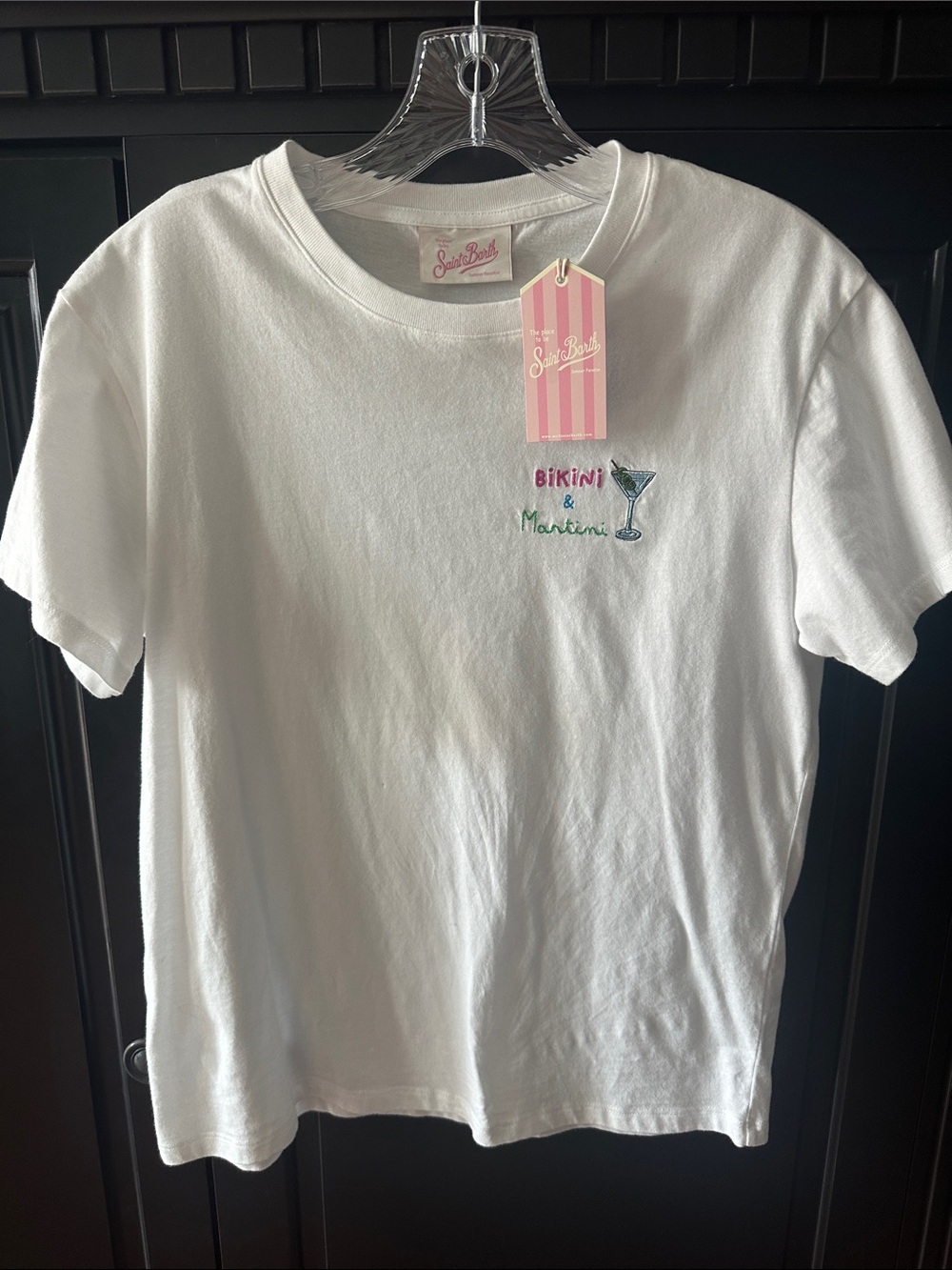 White 'Bikini & Martinis' Embroidered Kids Tee